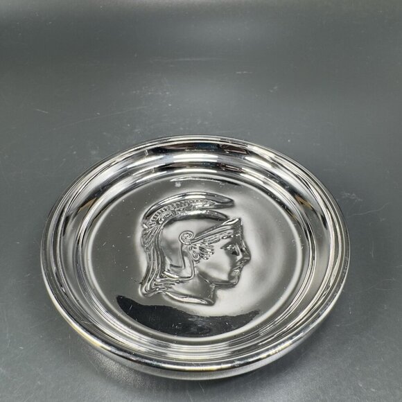 MCM Kimiko Silver Glass Tone Metal Coasters Guardian Crest Barware Set 4 Japan - Picture 9 of 12